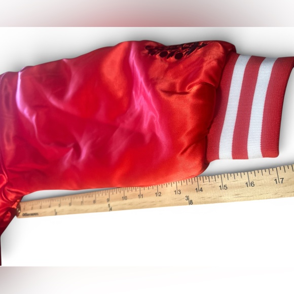 Free People KC The Wild Collective Bomber Jacket Size Large Red Chiefs NFL NWT - Picture 15 of 15
